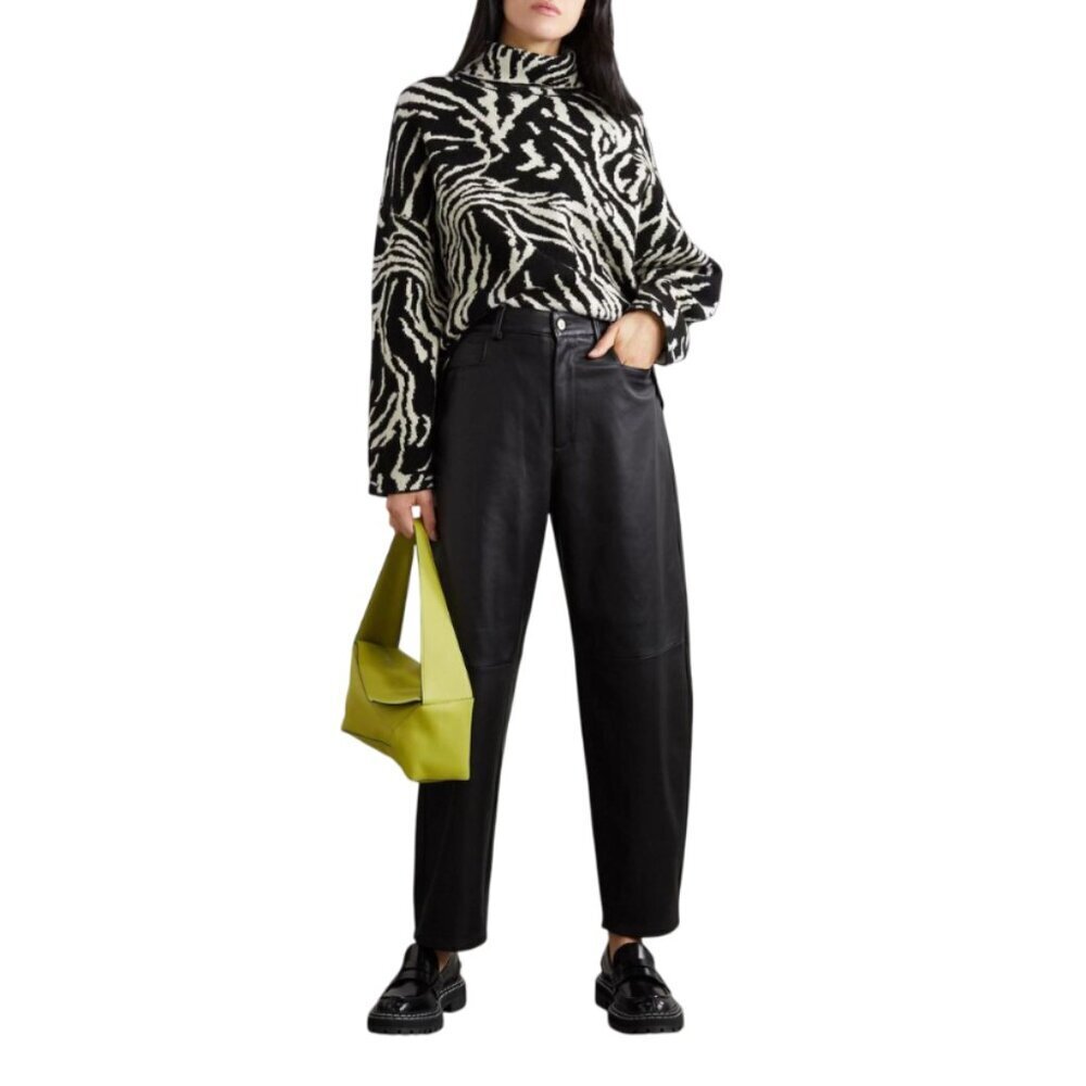Proenza Schouler Cashmere Jacquard Sweater Womens XS Black Cream Turtleneck Knit